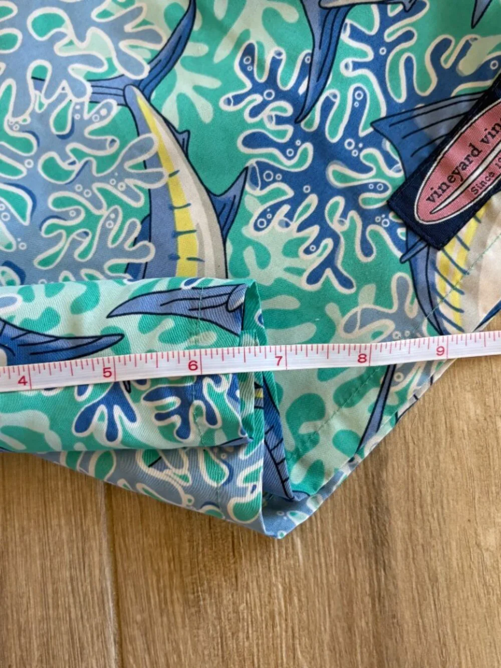 Vineyard Vines Chappy Printed Swim Trunks Men's XL Blue Marlin Beach Summer Fish